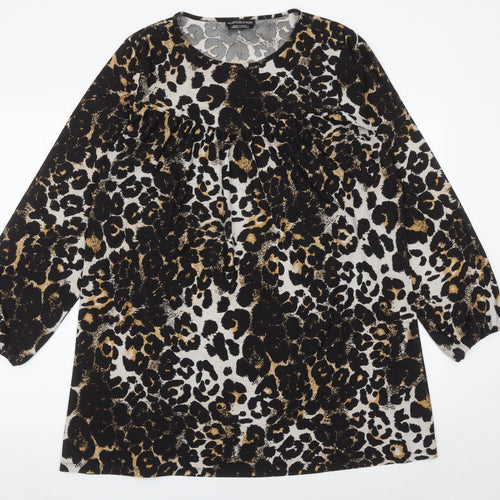 Wednesday's Girl Womens Leopard Print Blouse Tunic Top L