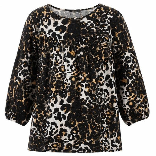Wednesday's Girl Womens Leopard Print Blouse Tunic Top L