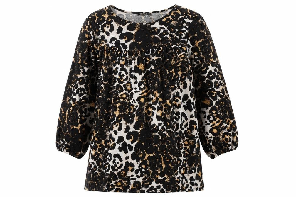 Wednesday's Girl Womens Leopard Print Blouse Tunic Top L