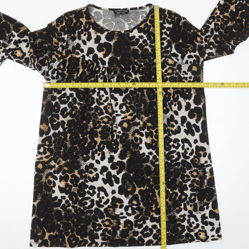 Wednesday's Girl Womens Leopard Print Blouse Tunic Top L