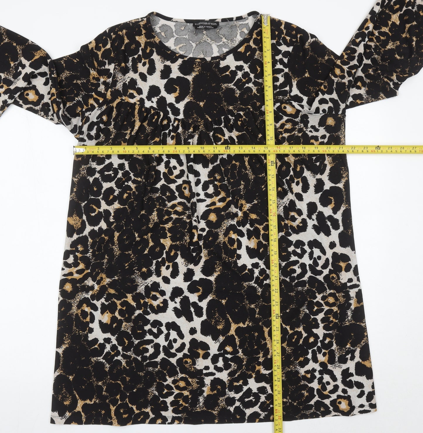 Wednesday's Girl Womens Leopard Print Blouse Tunic Top L