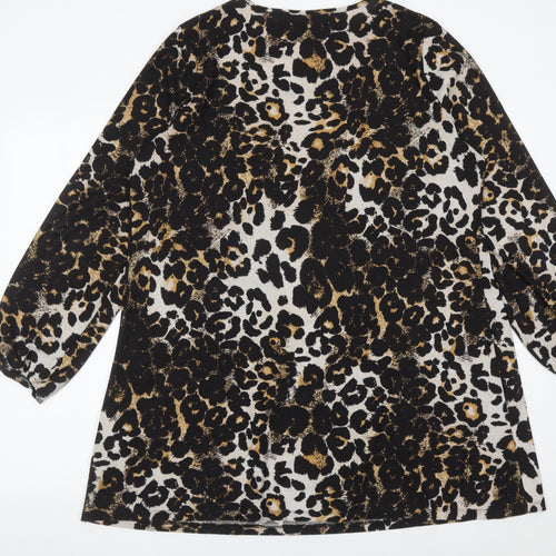 Wednesday's Girl Womens Leopard Print Blouse Tunic Top L
