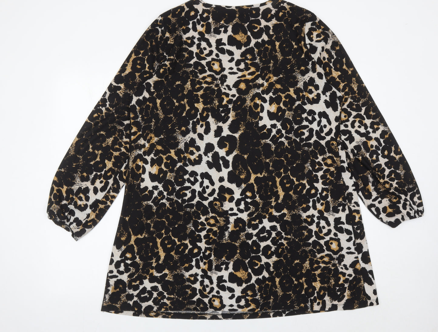 Wednesday's Girl Womens Leopard Print Blouse Tunic Top L