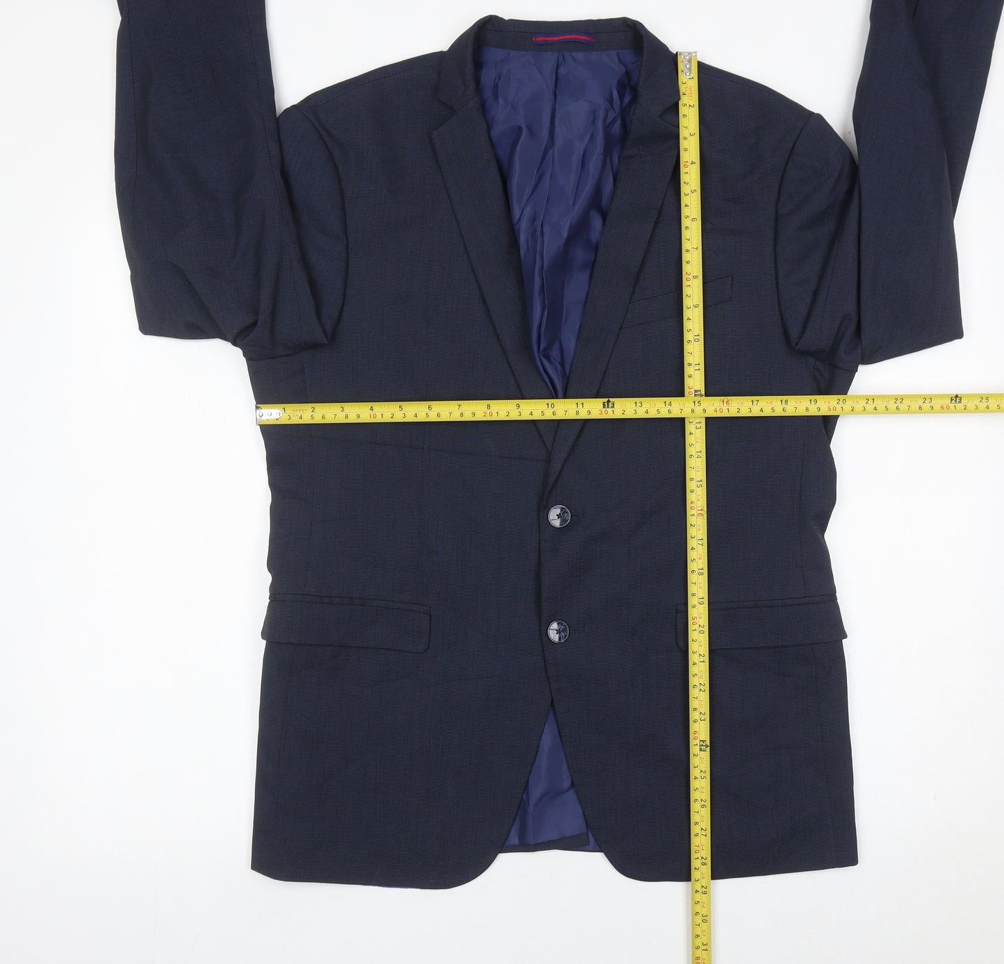 Zara Man Mens Blue Slim Fit Blazer Jacket Size 44 Two Button