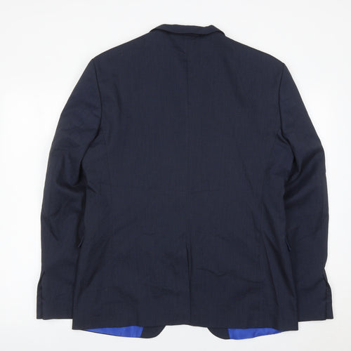 Zara Man Mens Blue Slim Fit Blazer Jacket Size 44 Two Button