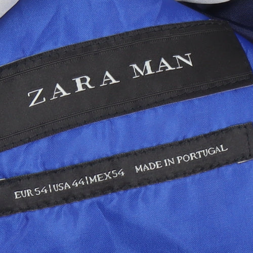 Zara Man Mens Blue Slim Fit Blazer Jacket Size 44 Two Button