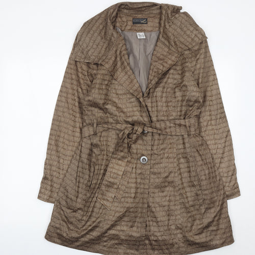 Creation L Womens Brown Size 16 Trench Coat Belted Mid-Length