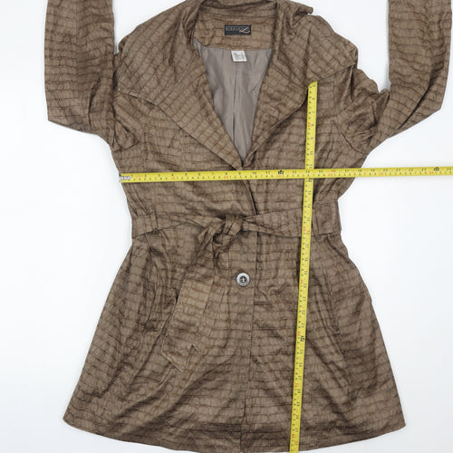 Creation L Womens Brown Size 16 Trench Coat Belted Mid-Length