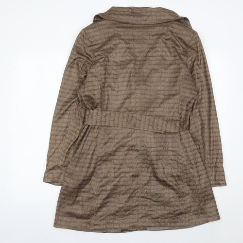 Creation L Womens Brown Size 16 Trench Coat Belted Mid-Length