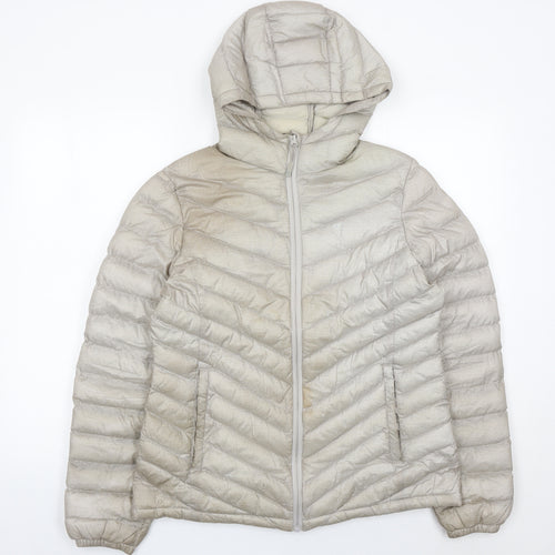 Mountain Warehouse Womens Beige Size 12 Puffer Jacket Hooded Nylon