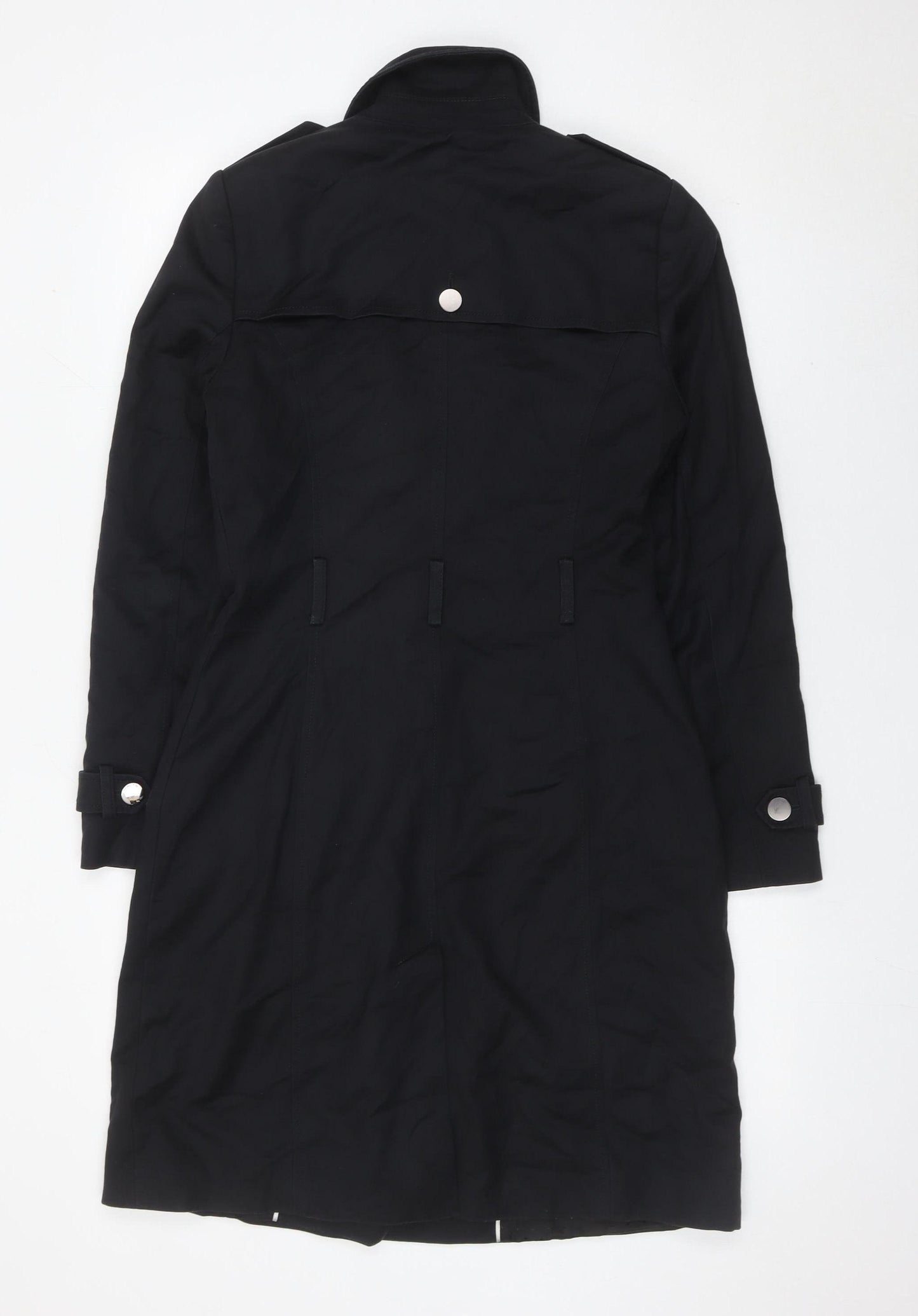 Portmans Womens Black Size 8 Trench Coat Long Cotton Blend Jacket