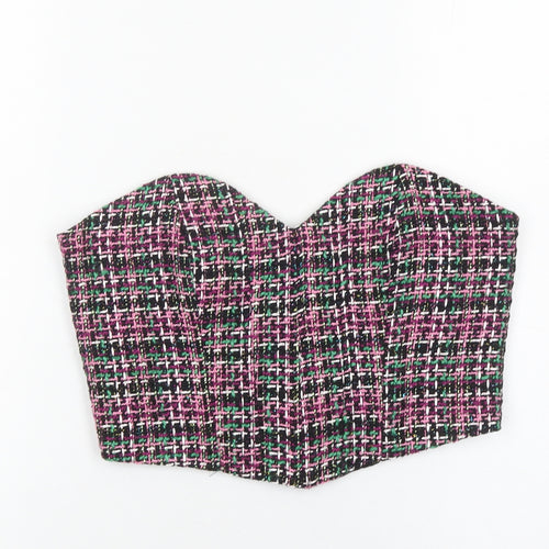 Zara Women Multicoloured Cropped Strapless Sweetheart Blouse Size 12
