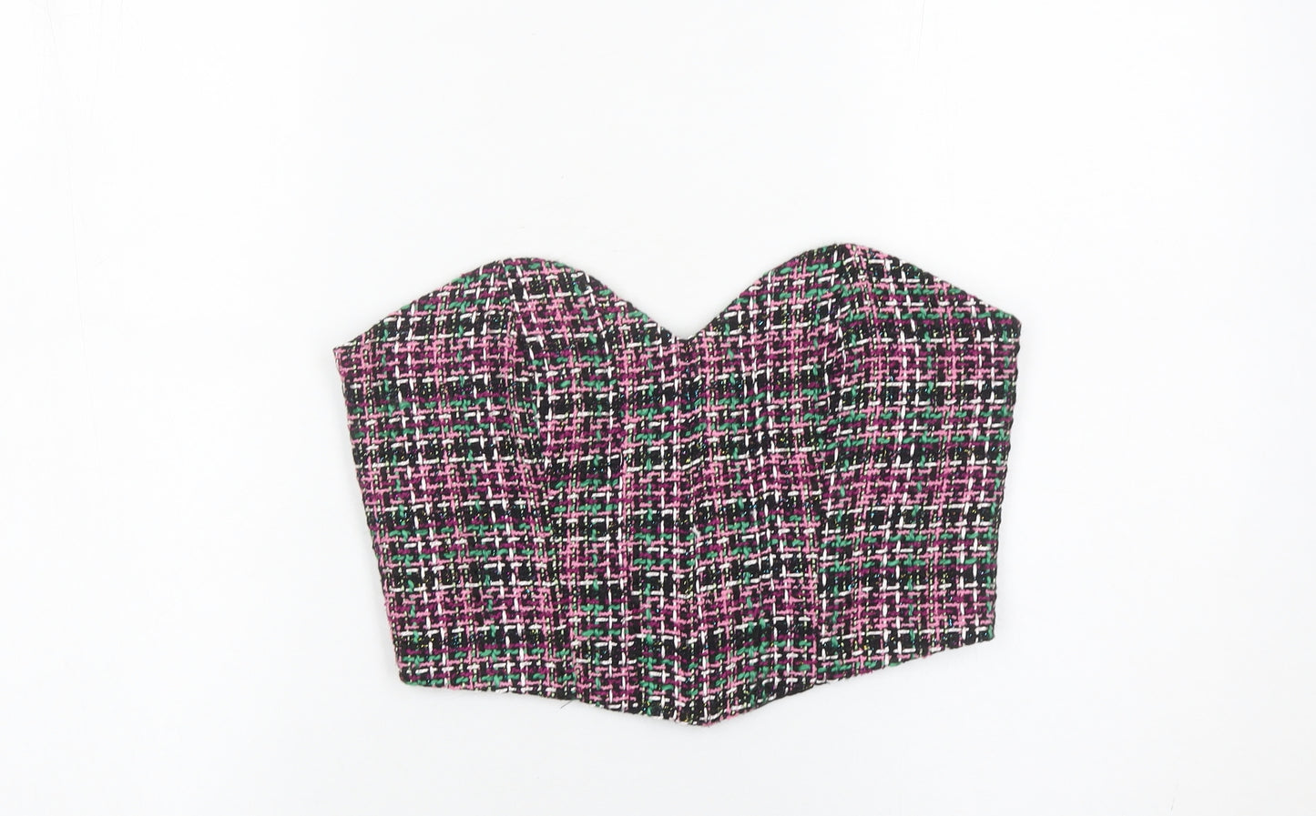 Zara Women Multicoloured Cropped Strapless Sweetheart Blouse Size 12