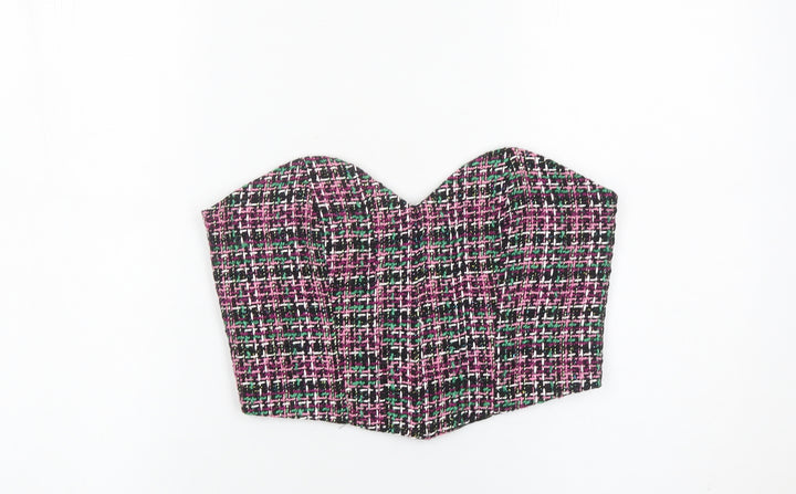 Zara Women Multicoloured Cropped Strapless Sweetheart Blouse Size 12