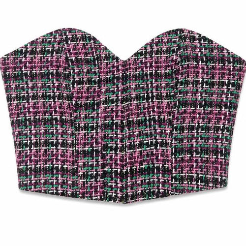 Zara Women Multicoloured Cropped Strapless Sweetheart Blouse Size 12