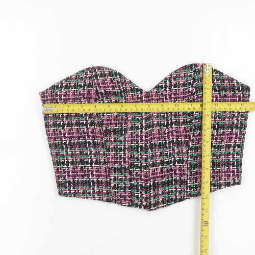 Zara Women Multicoloured Cropped Strapless Sweetheart Blouse Size 12