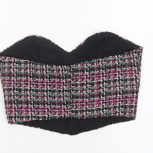 Zara Women Multicoloured Cropped Strapless Sweetheart Blouse Size 12