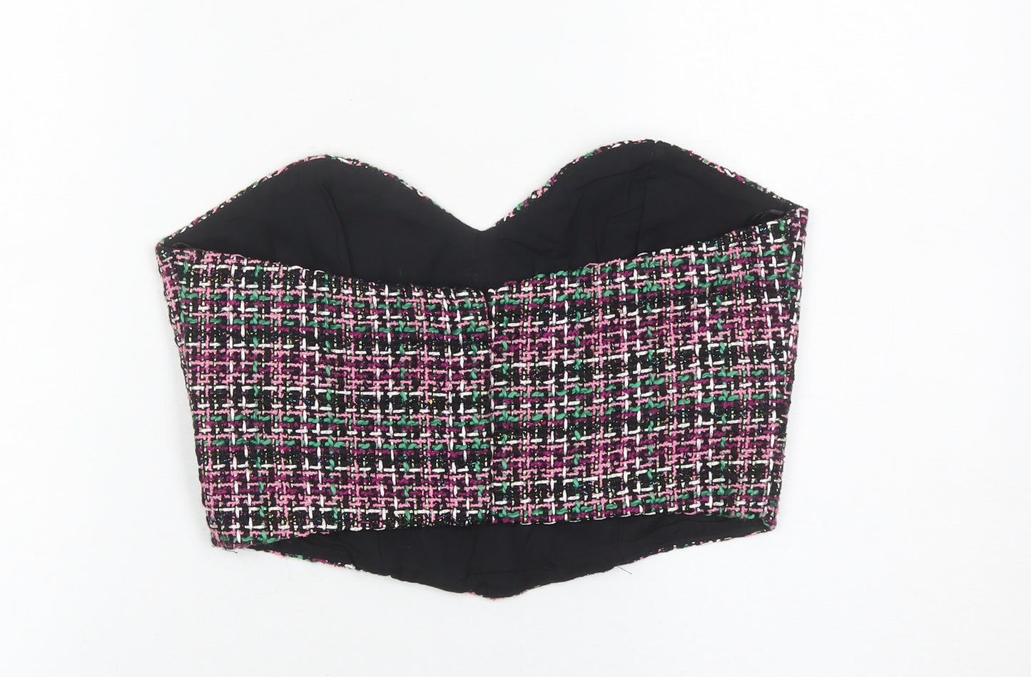 Zara Women Multicoloured Cropped Strapless Sweetheart Blouse Size 12
