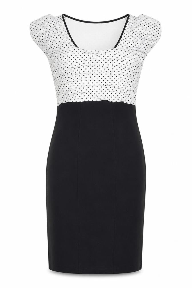 Front view of Marks & Spencer Per Una Women's Black White Sheath Dress, size 8