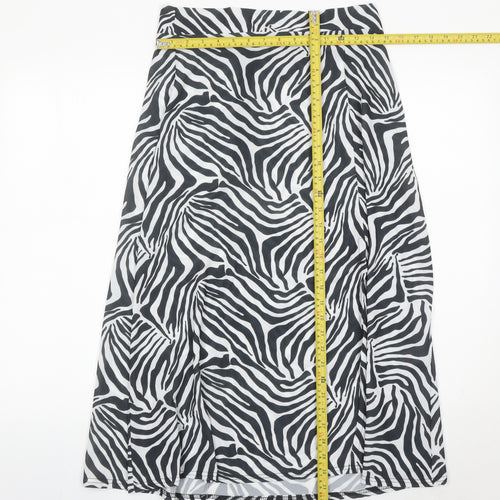 PrettyLittleThing Women’s Zebra Print Midi Skirt Size 12 A-Line