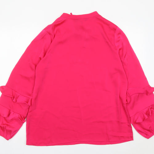 Sosandar Womens Pink Ruffle Sleeve Blouse Size 14 Tunic Top