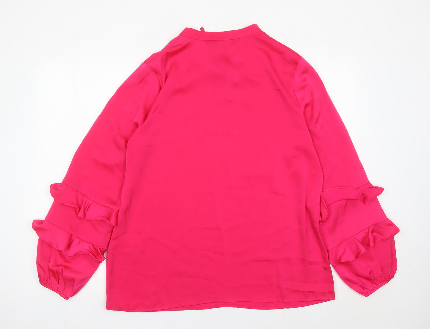 Sosandar Womens Pink Ruffle Sleeve Blouse Size 14 Tunic Top