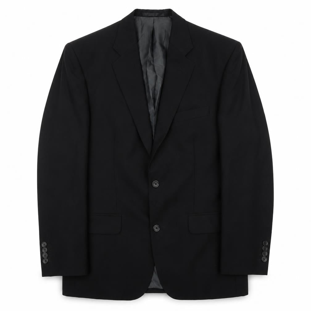 Front view of Torre men’s black 38r suit jacket wool mohair blend formal blazer