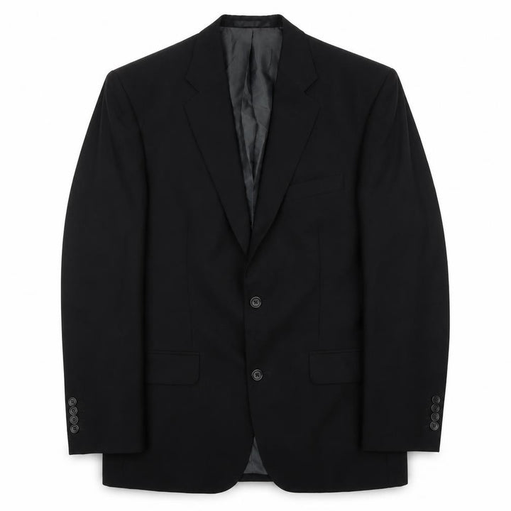 Front view of Torre men’s black 38r suit jacket wool mohair blend formal blazer