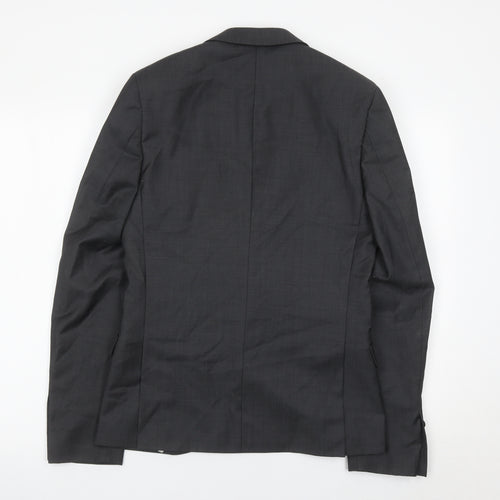 Topman Mens Grey Wool Blend Slim Fit Blazer Jacket Size 36