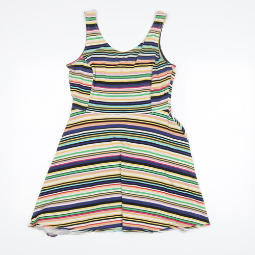 Dorothy Perkins Women’s Multicoloured Striped Skater Dress UK 12