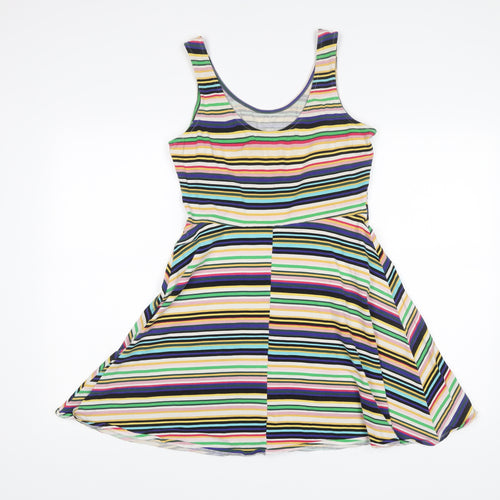 Dorothy Perkins Women’s Multicoloured Striped Skater Dress UK 12