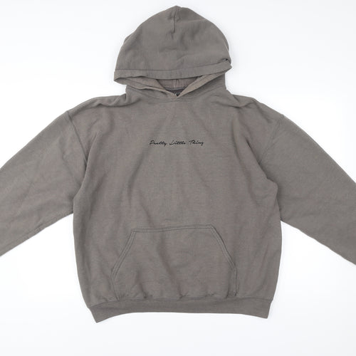 PrettyLittleThing Women’s Grey Pullover Hoodie M Logo Casual