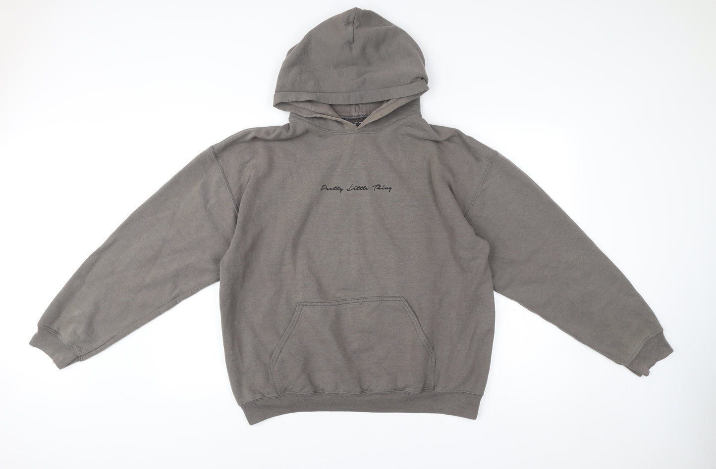 PrettyLittleThing Women’s Grey Pullover Hoodie M Logo Casual