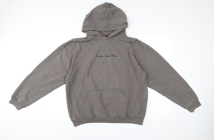 PrettyLittleThing Women’s Grey Pullover Hoodie M Logo Casual