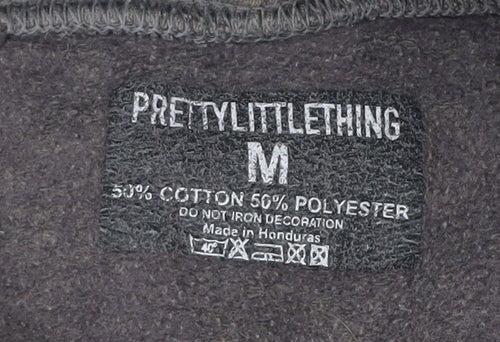 PrettyLittleThing Women’s Grey Pullover Hoodie M Logo Casual