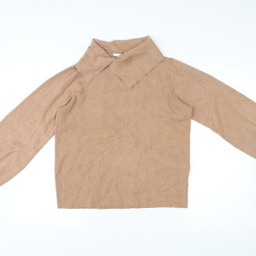 Next Women’s Beige Collared Knit Pullover Jumper M Long Sleeve