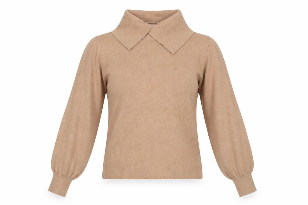 Front view of Next Women’s Beige Collared Knit jumper M Long Sleeve