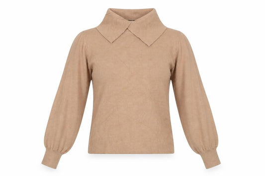 Front view of Next Women’s Beige Collared Knit jumper M Long Sleeve