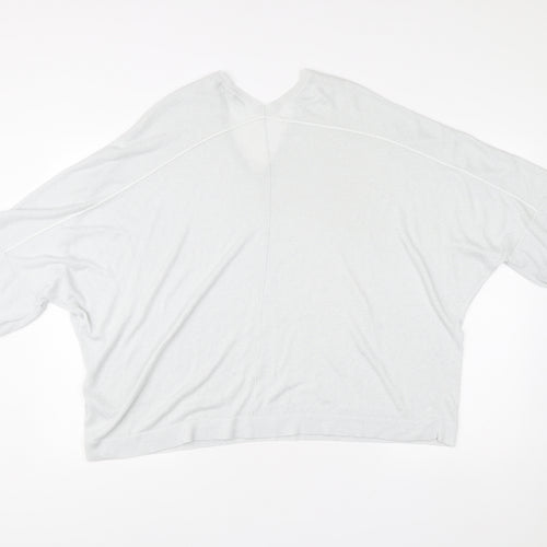 Next Women’s White XL V-Neck Relaxed Fit 3/4 Sleeve Pullover Jumper
