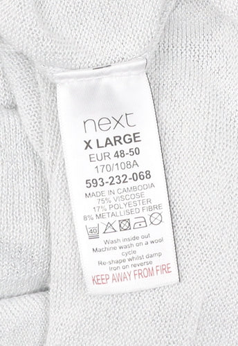 Next Women’s White XL V-Neck Relaxed Fit 3/4 Sleeve Pullover Jumper