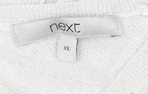 Next Women’s White XL V-Neck Relaxed Fit 3/4 Sleeve Pullover Jumper
