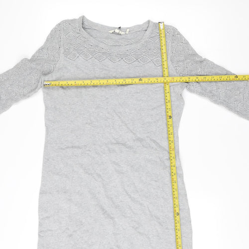 FatFace Womens Grey Cotton Jumper Dress Size 12 Knit Pullover