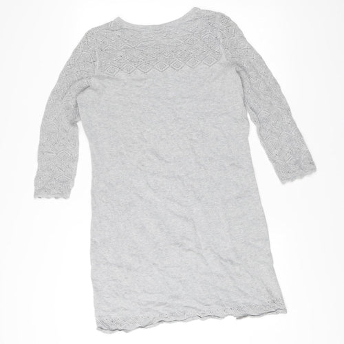FatFace Womens Grey Cotton Jumper Dress Size 12 Knit Pullover