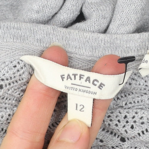 FatFace Womens Grey Cotton Jumper Dress Size 12 Knit Pullover