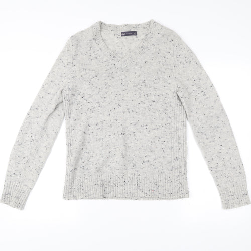 Marks and Spencer Women’s Grey V-Neck Wool Blend Jumper Size 12