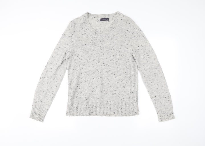 Marks and Spencer Women’s Grey V-Neck Wool Blend Jumper Size 12