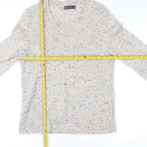 Marks and Spencer Women’s Grey V-Neck Wool Blend Jumper Size 12
