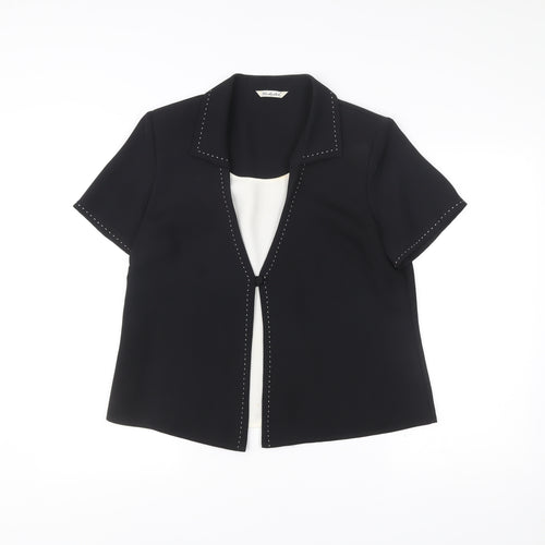 Berkertex Women Black Collared Blouse Size 16 Short Sleeve Workwear