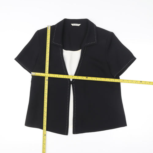 Berkertex Women Black Collared Blouse Size 16 Short Sleeve Workwear