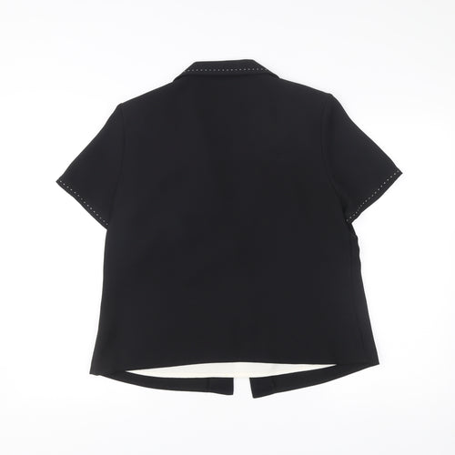 Berkertex Women Black Collared Blouse Size 16 Short Sleeve Workwear